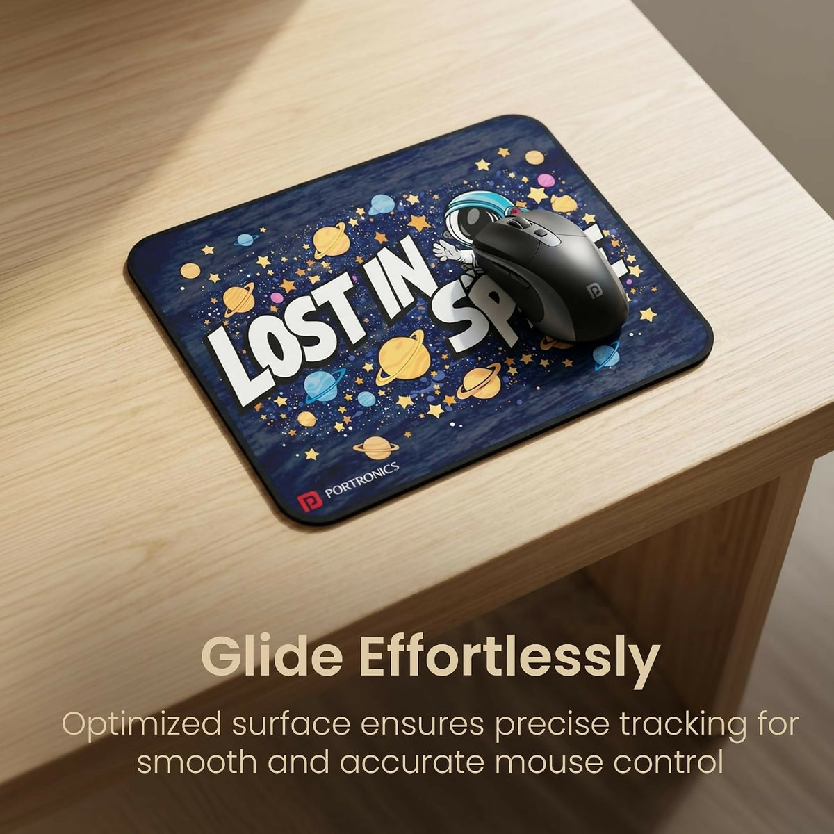 Portronics Comfipad Space Galaxy Mouse Pad with Wrist Rest – Dark Blue