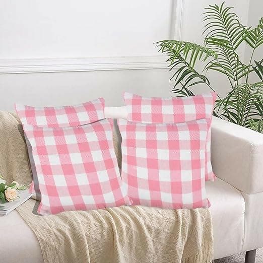 Lushomes Square Cushion Cover, Cotton Sofa Pillow Cover Set of 4, 18x18 Inch, Pillow Cushions Covers (Pack of 4, 45x45cm, Multi-color) - HalfPe