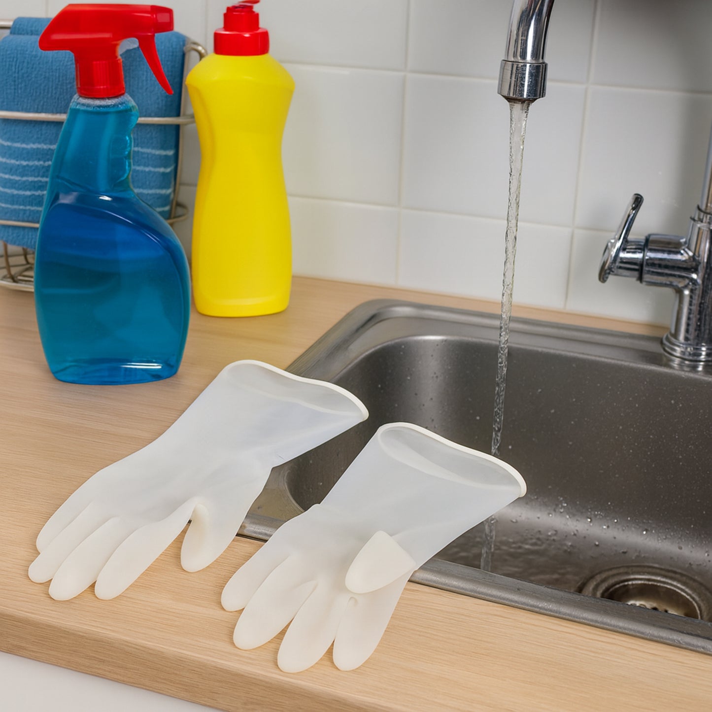 Medium Reusable Household Cleaning Gloves for Dishwashing & Home Care - (2 Pc  Set)