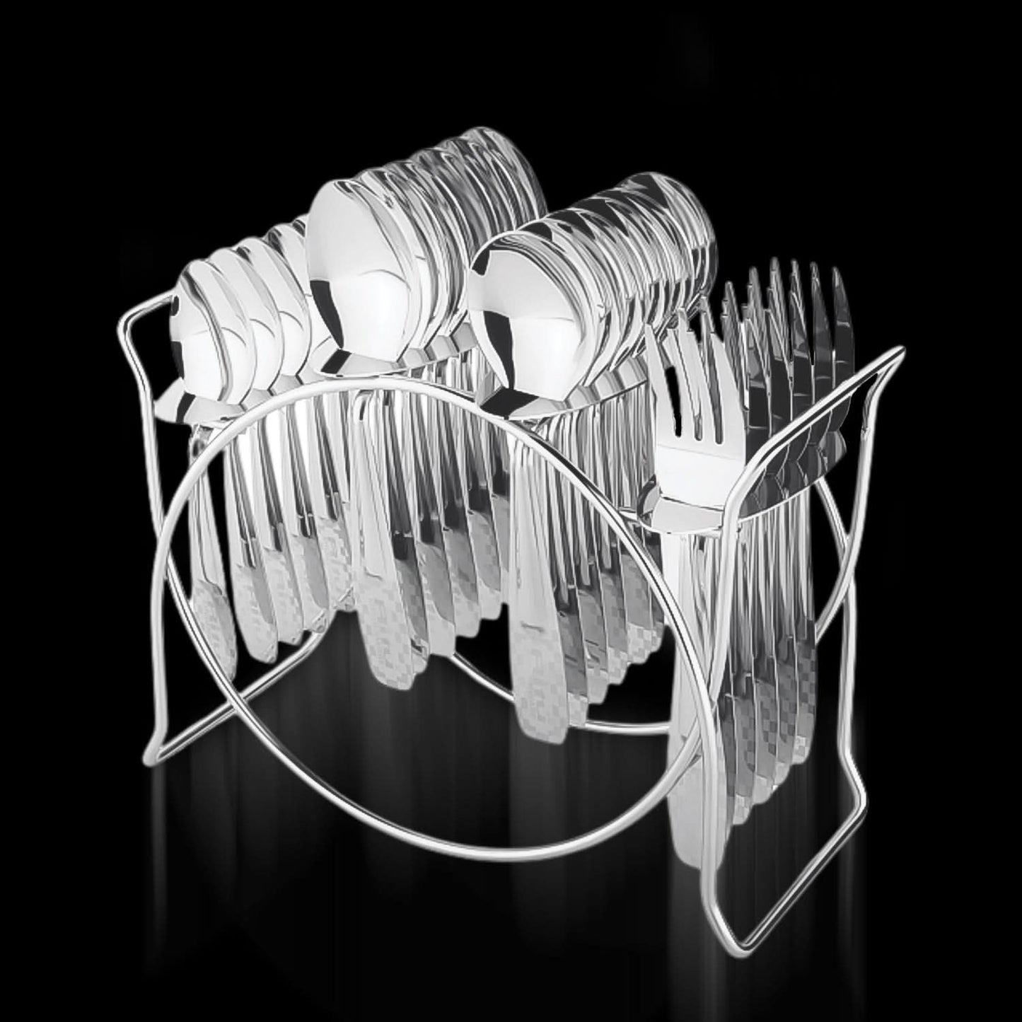 Stainless Steel Cutlery Set With Elegant Storage Stand (24 Pc)