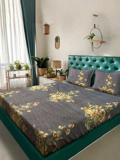 GAURA Elegant Floral Micro Polyester Double Bedsheet Set PANCHAJANYA FASHIONS