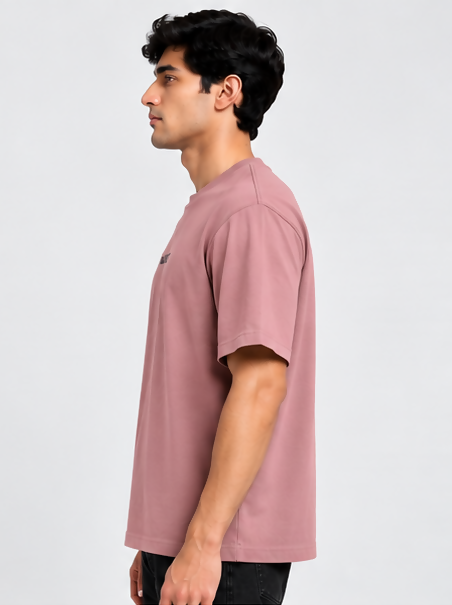 HUSTLE Essentials Men's Crew Neck Oversized T-Shirt – Peach Pink(Oversized size)