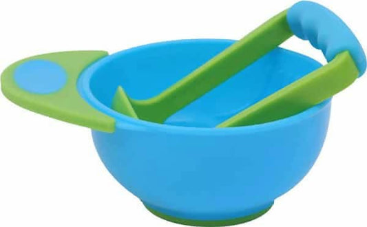 Luvlap Baby Food Grinding Cum Feeding Bowl Portable Masher Serving Bowl (Green & Blue)