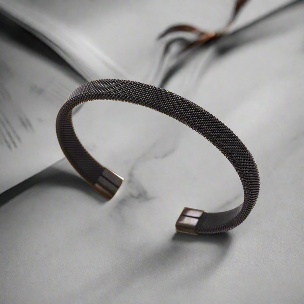 Jazz and Sizzle Men Black-Plated Kada Bracelet and Silver-Plated Cuff Bracele