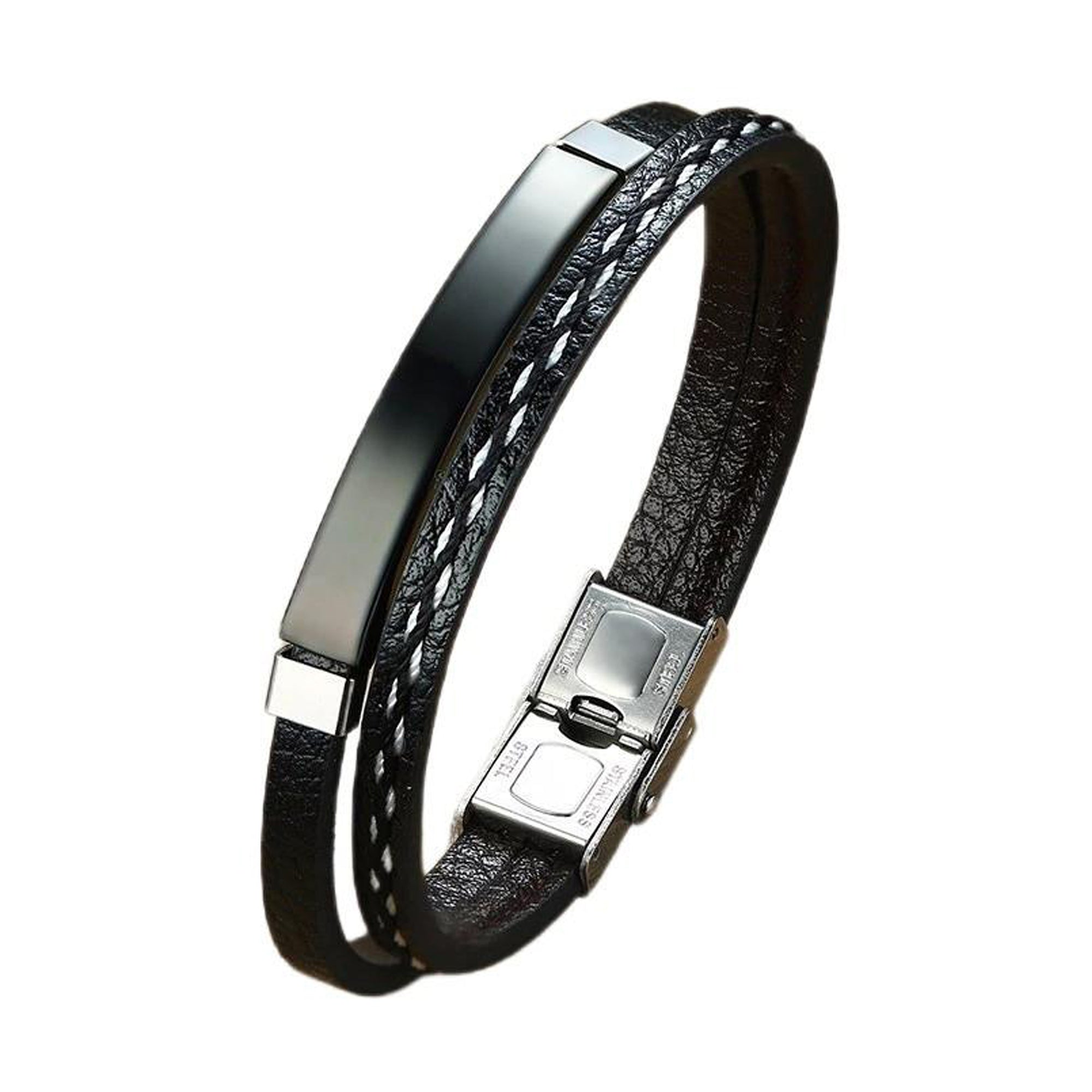 Jazz and Sizzle Men Leather Wraparound Bracelet