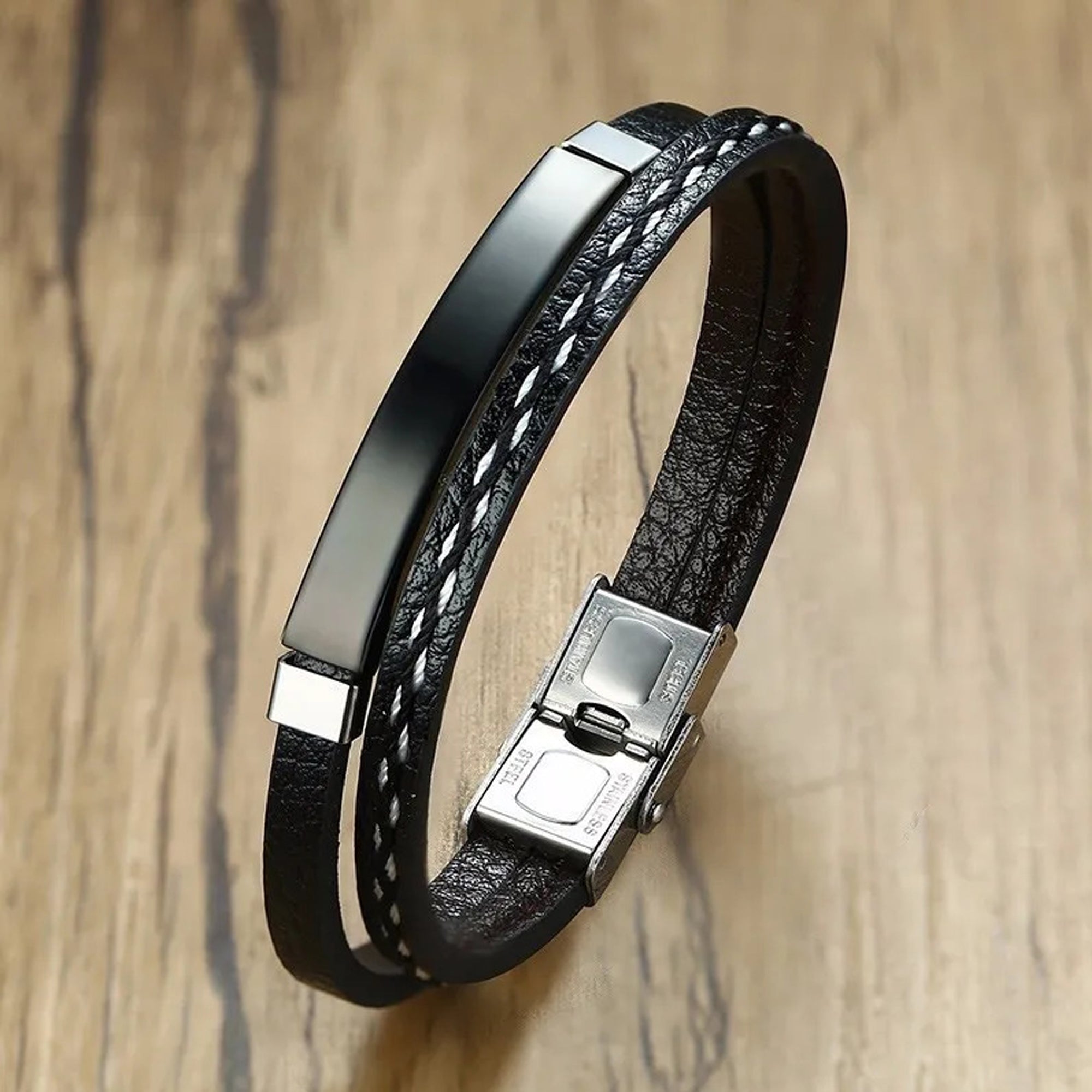 Jazz and Sizzle Men Leather Wraparound Bracelet