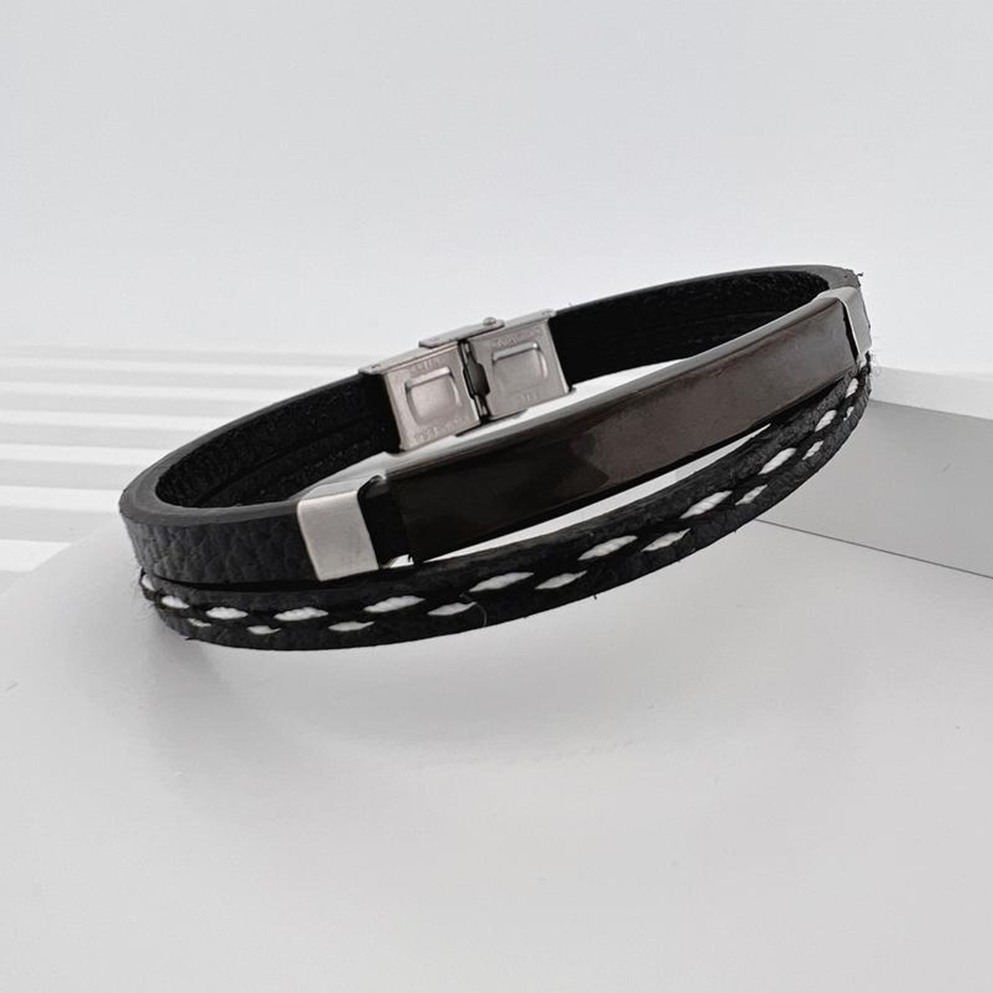 Jazz and Sizzle Men Leather Wraparound Bracelet
