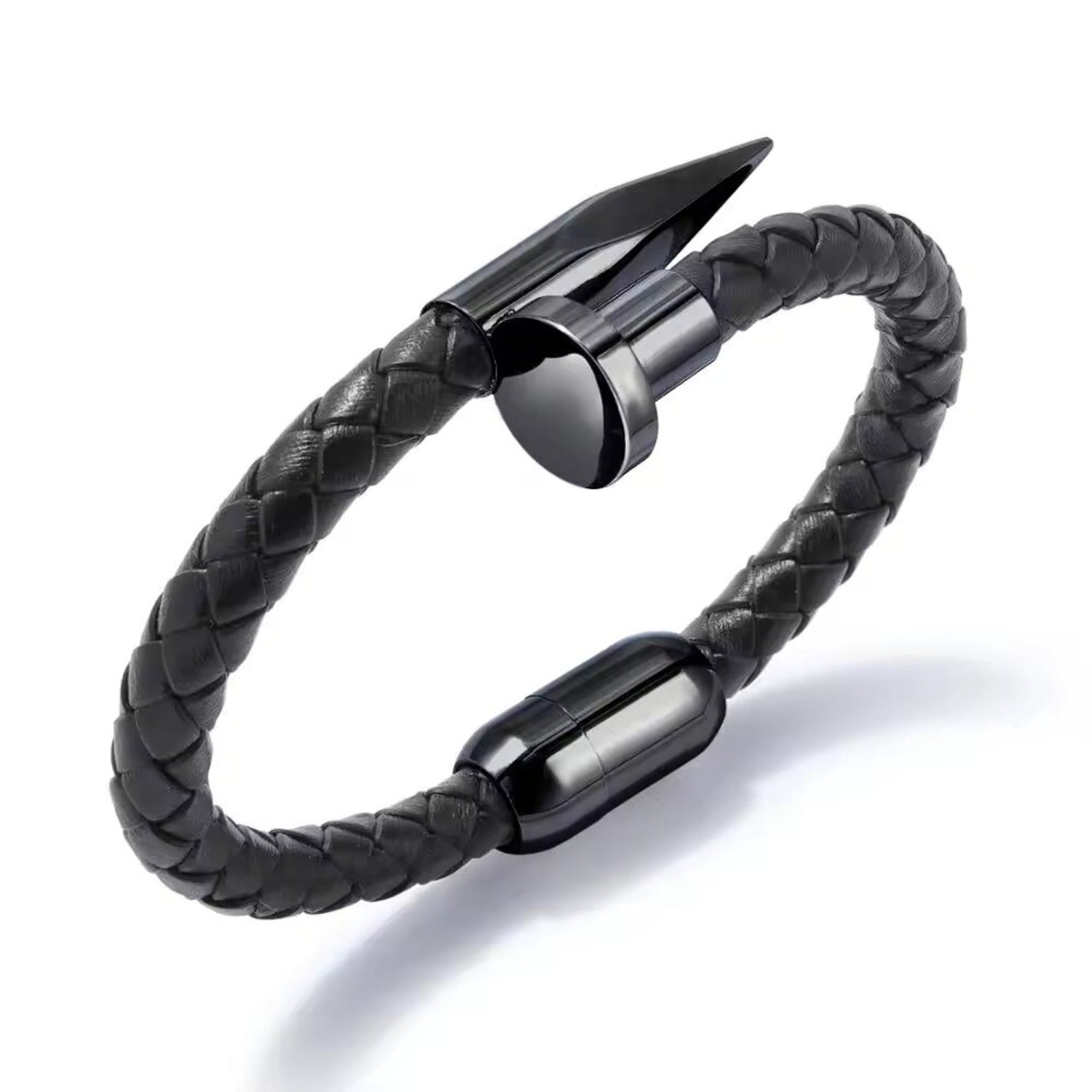 Jazz and Sizzle Men Black Leather Cuff Style Bracelet