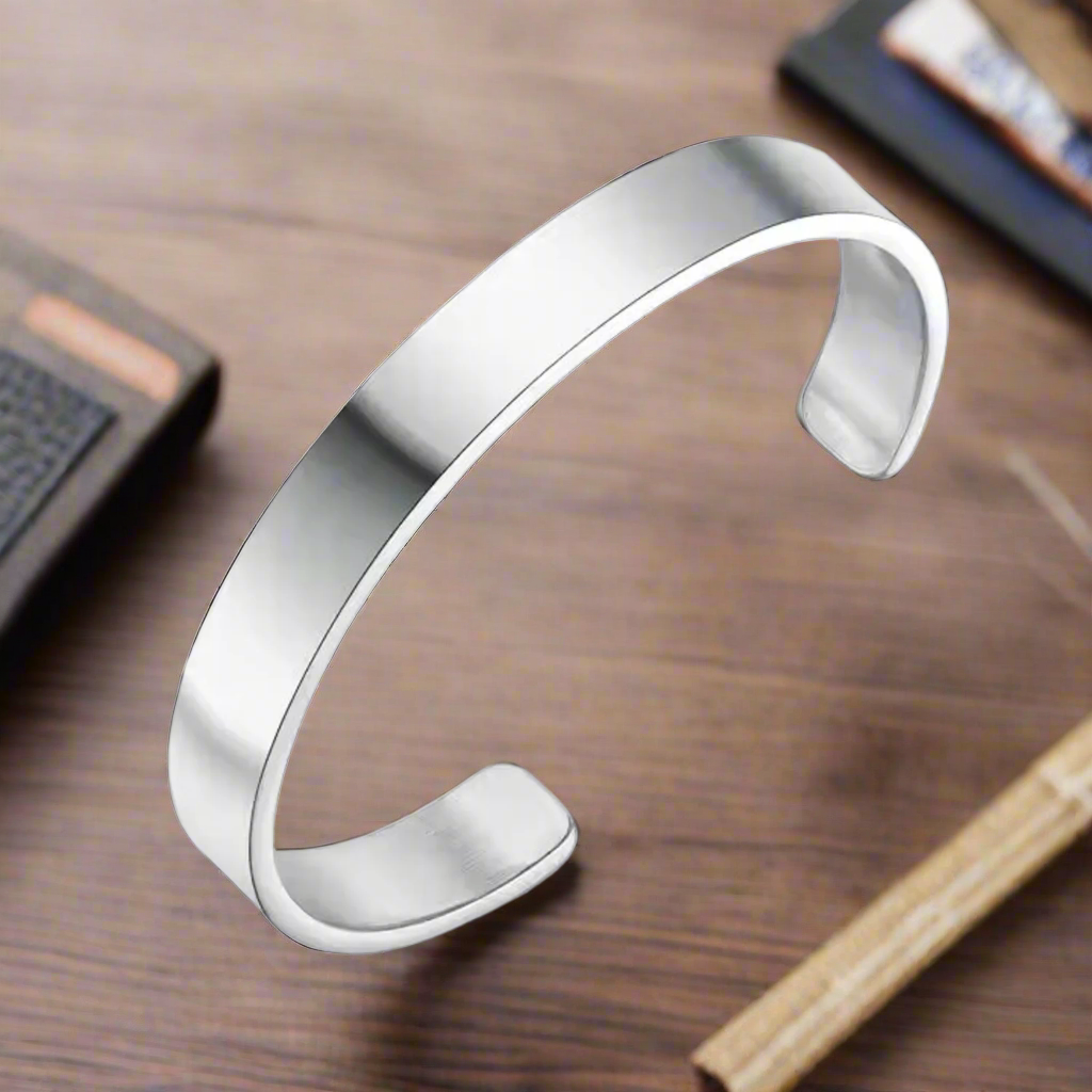 Jazz and Sizzle Men Silver-Plated Matt Finished Cuff Bracelet