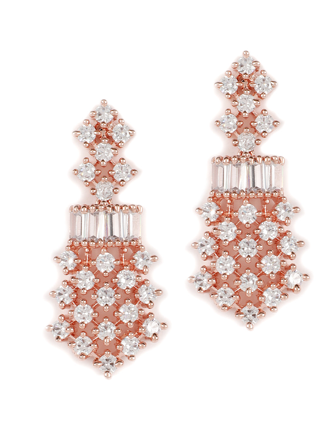 American Diamond Rose Gold Plated Ethnic Jewellery Set