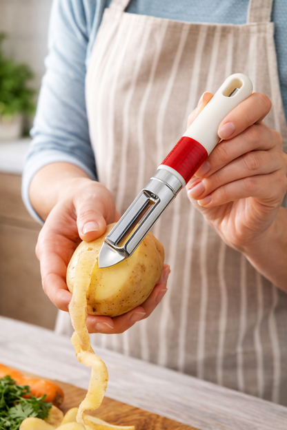OPTRA Stainless Steel Potato Peeler Cum Scraper with Ergonomic Handle HalfPe - FW -TPT