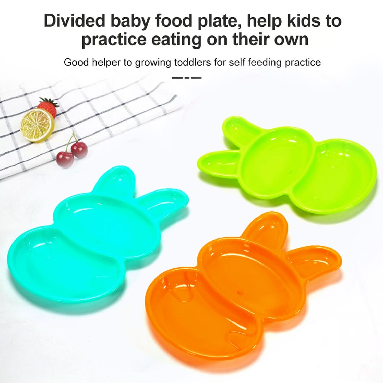 Set of Rabbit-Shaped Kids' Plates – Multicolor – HalfPe