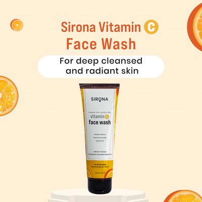 Sirona Vitamin C Face Wash for Men & Women 125 ml with Charcoal Licorice Root & Tasmanian Pepper Fruit