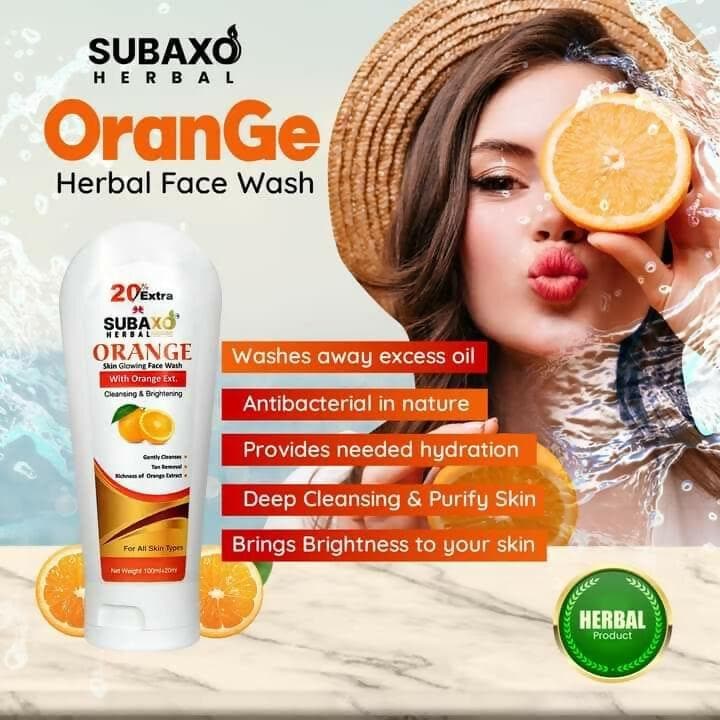 Subaxo Charcoal Bath Soap (75 g Each, Pack Of 2) & Orange Herbal Face Wash (120ml,Combo) - HalfPe