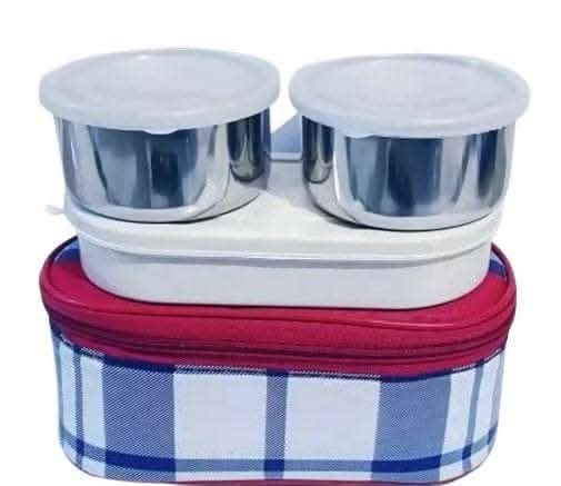 Lunch Box with Bag for Office use Multicolor as per Stock Availability (Blue,Set of 1) - HalfPe