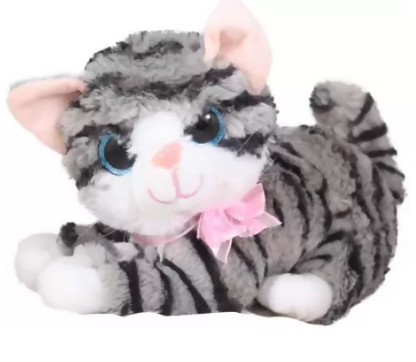 Tickles Grey Cute Laying Cat Stuffed Soft toy For Kids