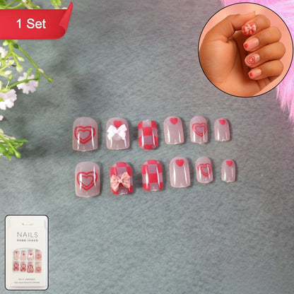 Premium Artificial False Nail Set With Mix Design - (Set)