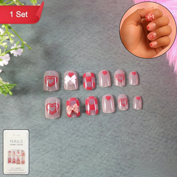Premium Artificial False Nail Set With Mix Design - (Set)
