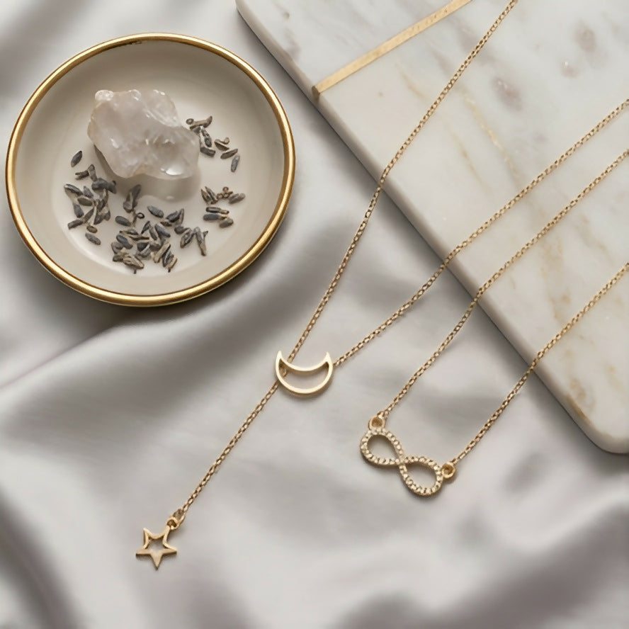 Infinity & Crescent Moon Necklace Set (2 Pieces)