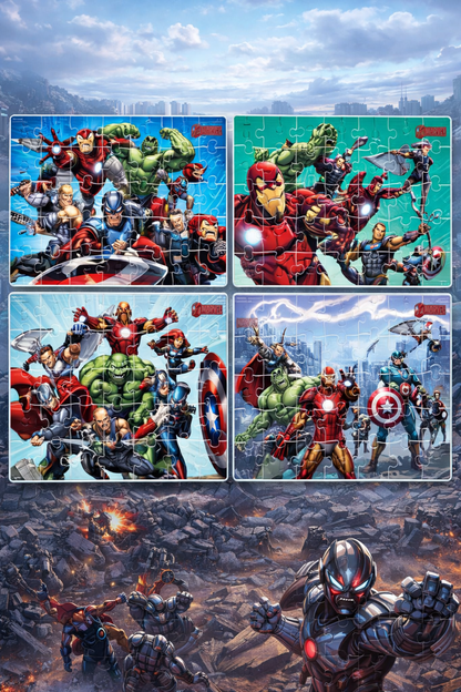 4 In 1 Avengers Team Jigsaw Puzzles For Kids SUPER