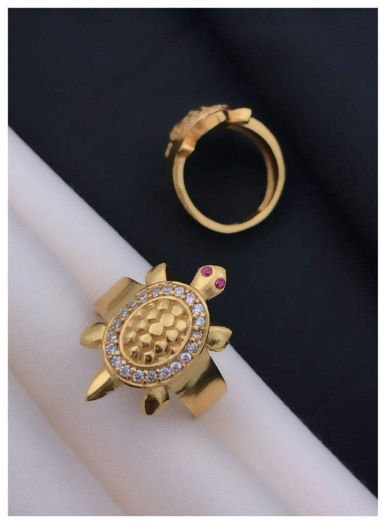 Men’s Gold Plated Cubic Zirconia Finger Ring for Ethnic Party Wear MAITRY ENTERPRISE