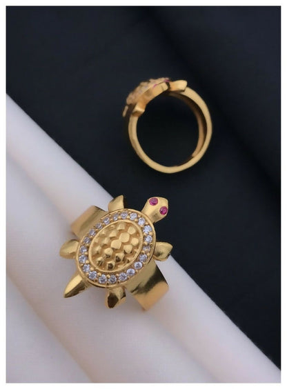 Men’s Gold Plated Cubic Zirconia Finger Ring for Ethnic Party Wear MAITRY ENTERPRISE