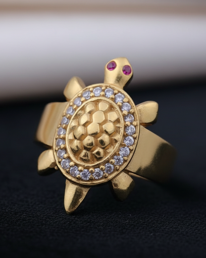 Men’s Gold Plated Cubic Zirconia Finger Ring for Ethnic Party Wear MAITRY ENTERPRISE