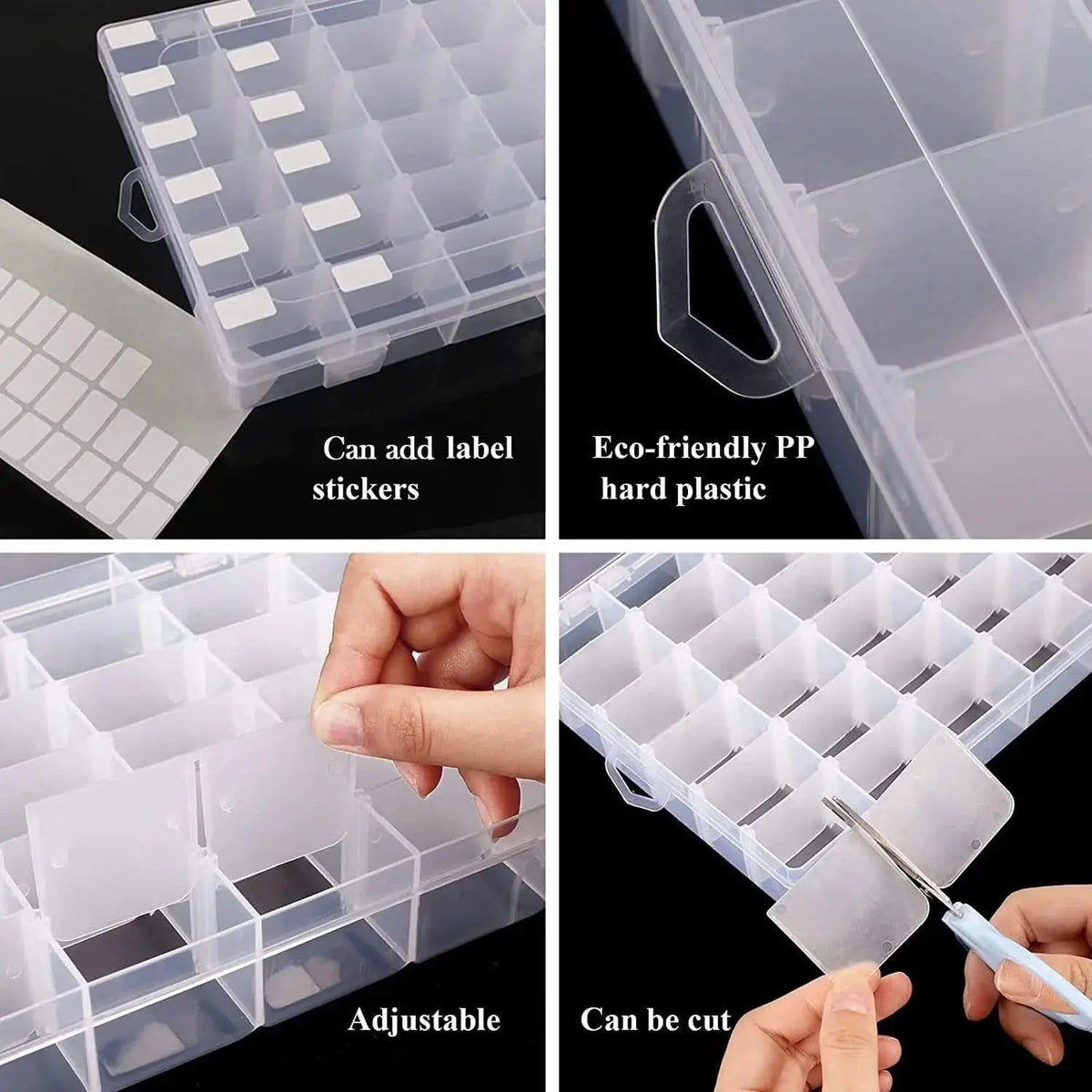 36 Grids Clear Plastic Organizer Jewelry Storage Box With Adjustable Dividers Transparent Organizer Box (1pc) HP DD