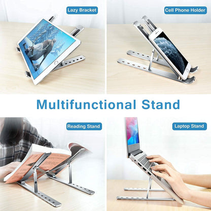 Adjustable Metal Laptop Stand – Portable Riser for Desk, Tablet & Phone