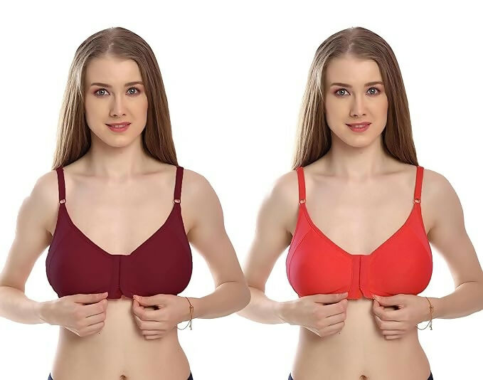 Women's Premium Front-Hook Daily Wear Bra – Pack of 2 (Multicolor)