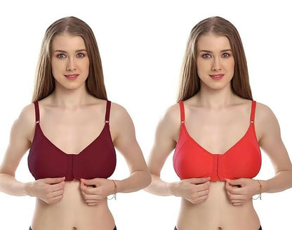 Women's Premium Front-Hook Daily Wear Bra – Pack of 2 (Multicolor)