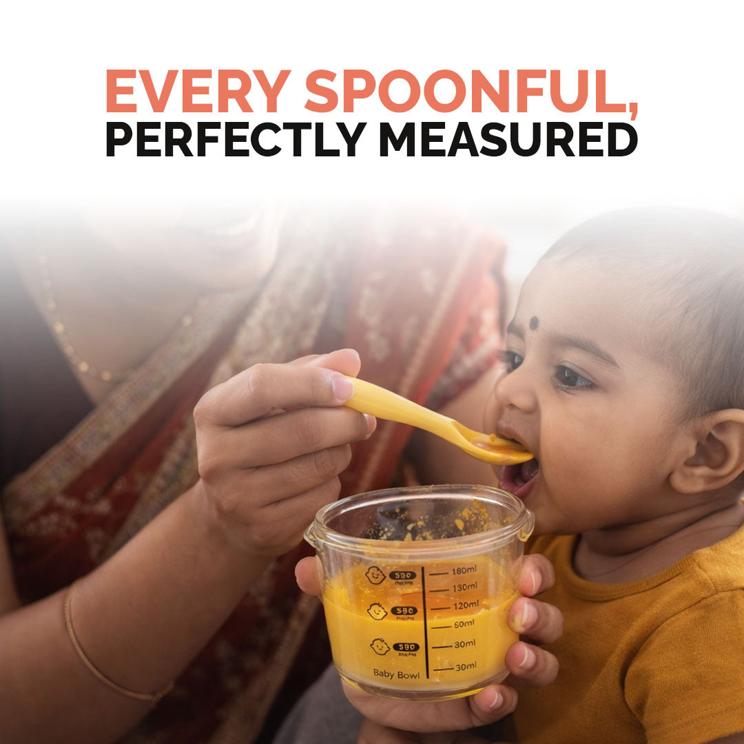 Rioware Smart Lock Glass Food Storage Containers Set of 2 (180ml Each) | Borosilicate Glass | Airtight & Leak-Proof Lid | Microwave, Freezer & Dishwasher Safe | Baby Food Storage Bowl with Measurement