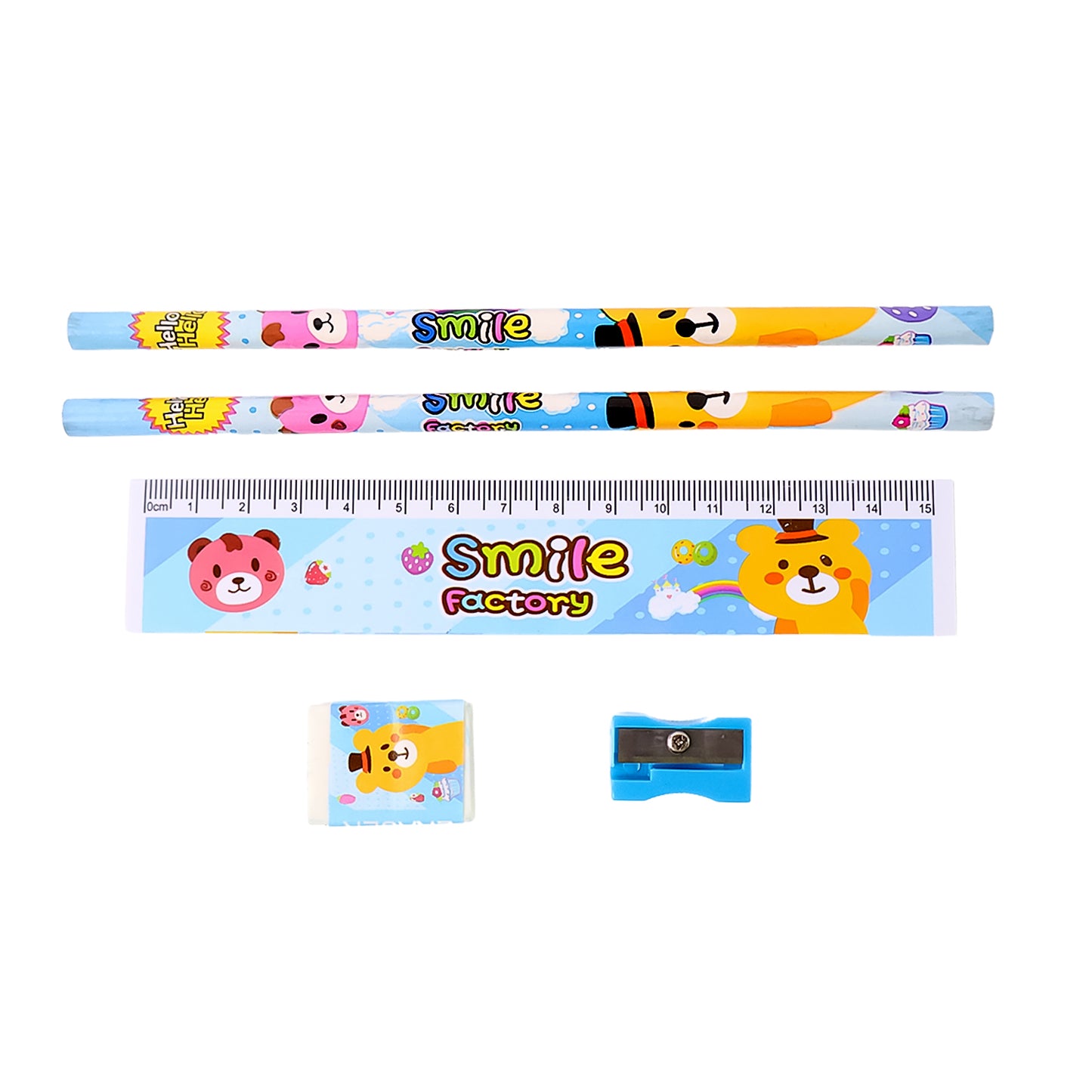 Wooden Pencil Set Stationary Set 5 In 1 Items Educational Item For School Going Kids Stationary Set For Girls Boysstationary For Schoolgift Pack For Girls Kidsbirthday Gift Kids (5 Pc Set