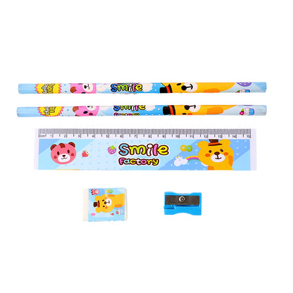 Wooden Pencil Set Stationary Set 5 In 1 Items Educational Item For School Going Kids Stationary Set For Girls Boysstationary For Schoolgift Pack For Girls Kidsbirthday Gift Kids (5 Pc Set