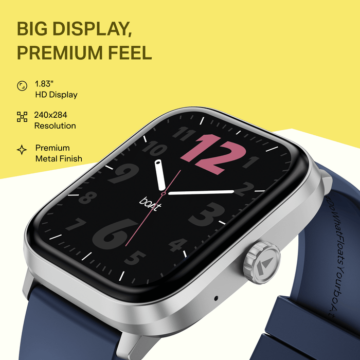 boAt Wave Astra 4 HD Smartwatch with Bluetooth Calling, Functional Crown, Metallic Finish, 1.83" HD Display, 100+ Sports Modes & IP68 Water Resistance (Multicolor)