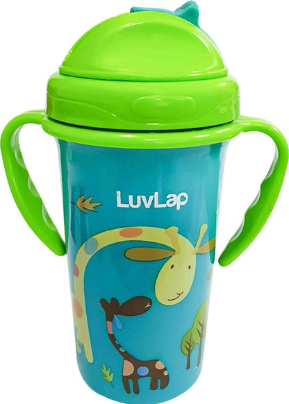 Luvlap tiny giffy soft straw sippy cup flid lid 18m+ 300ml (green) - HalfPe