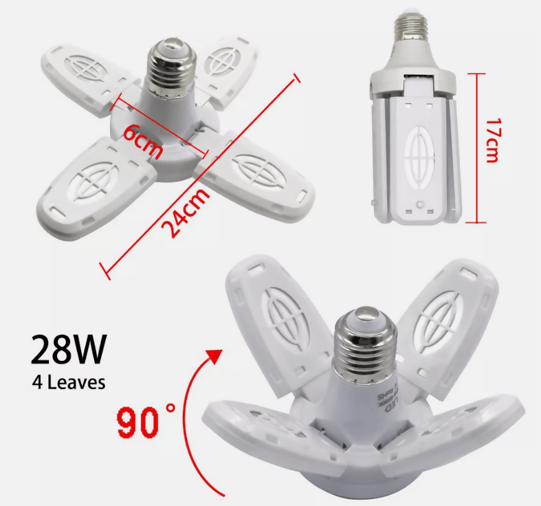 E27 LED Bulb Fan Blade Lamp For Home Ceiling Light Garage - HalfPe