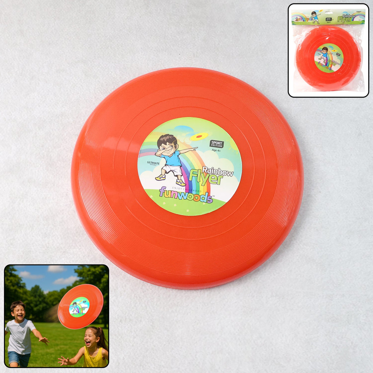 Funwoods Big Outdoor Flying Disc Throw & Catch Game Toy | Aerodynamic Plastic Frisbee for Kids, Family Play, Parks & Beach Fun (1 Pc) HP DD