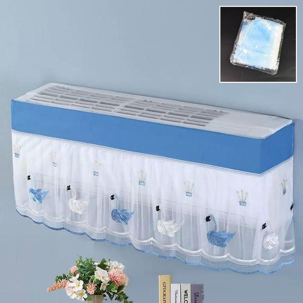 Ac Cover Air Conditioning Dust Cover Folding Designer (Approx 1 Ton  1 Pc  Ac Curtain  Mix Design) HP DD