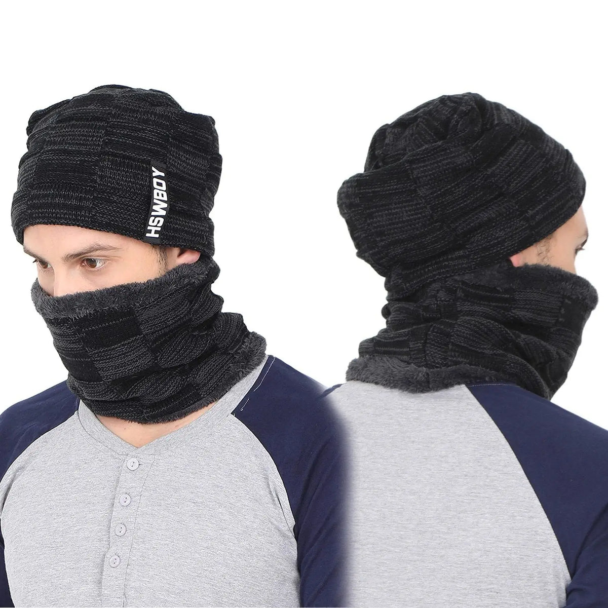 Ultra Soft Unisex Woollen Beanie Cap Plus Muffler Scarf HP DD