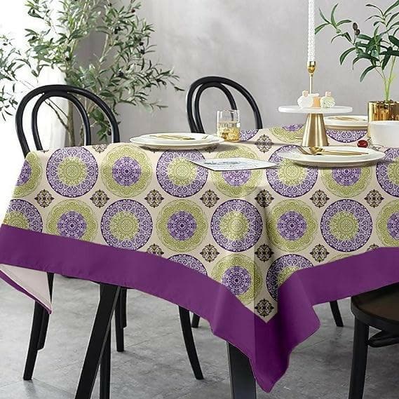 Lushomes Dining Table Cover 8 Seater, Circles Printed Dining Table Cover Cloth Linen (Single piece, 60x180 inches) - HalfPe