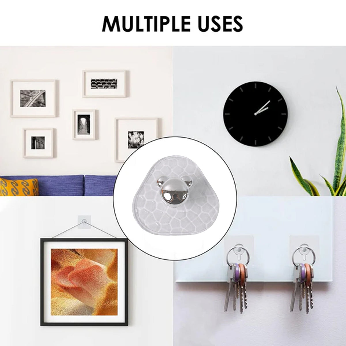 All-plastic Adhesive Wall Hooks - Strong No Damage Easy To Install (3 Pc Set) HP DD