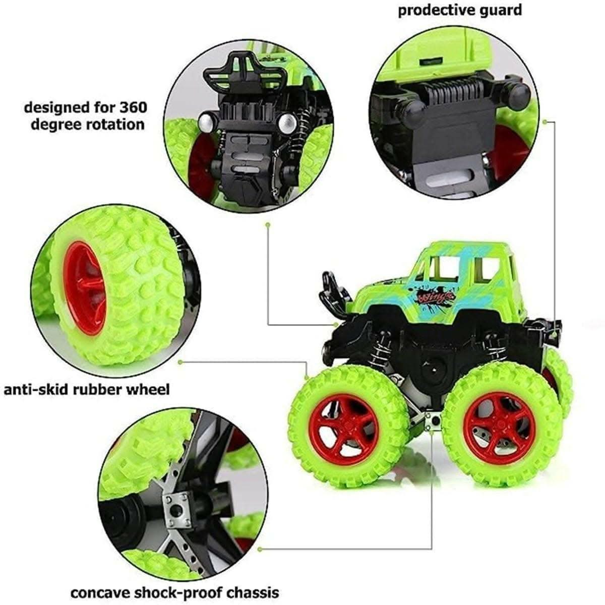 Mini Monster Pull Back Stunt Truck Toy (Single Piece, Random Colour) - HalfPe