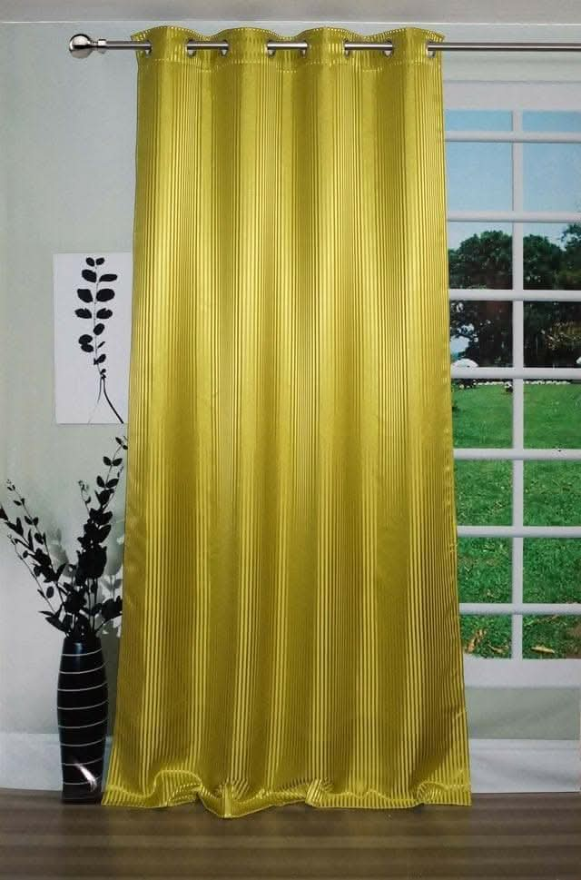 Lushomes Satin Curtains, Green Satin door curtain, Striped,(54 x 108 inches, Single pc) - HalfPe