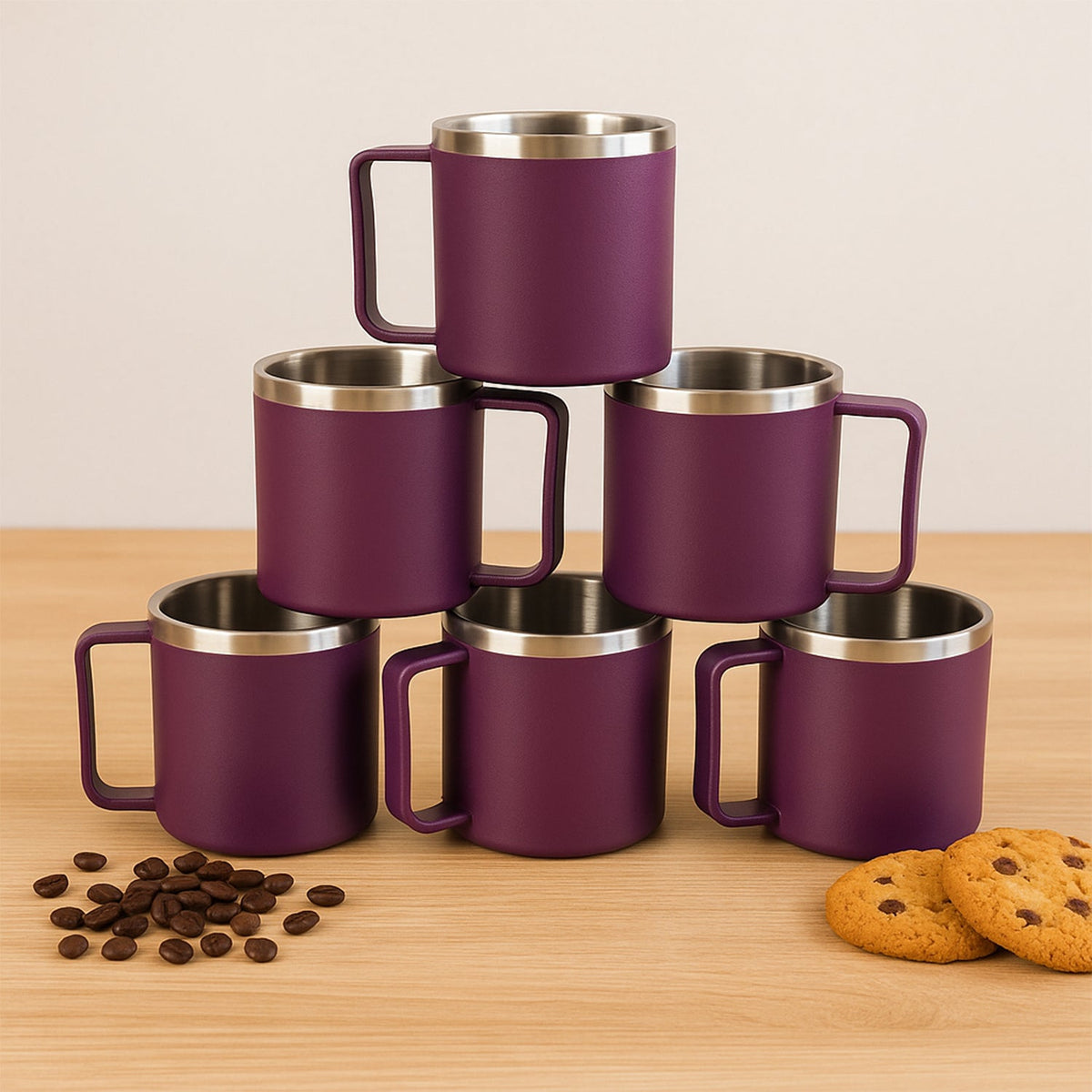 Supermom Stainless Steel Inner Coffee Mug Set (200ml  6 Pc) HP DD