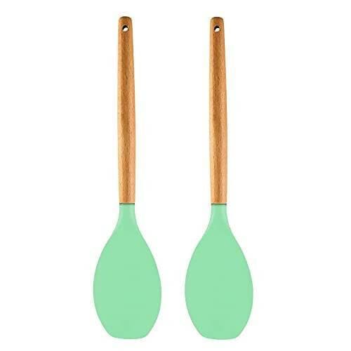 P-Plus International Premium Silicone Spatula Flexible & Heat Resistant Rubber Spatula with Wood Handle (Green – Pack of 2) - HalfPe