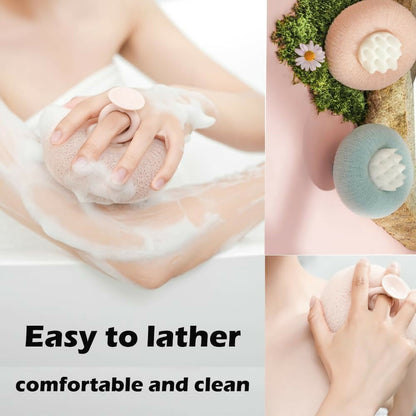 Exfoliating Round Loofah Bath Brush Soft Mesh Body Scrubber for Deep Cleansing, Gentle Exfoliation & Relaxing Massage
