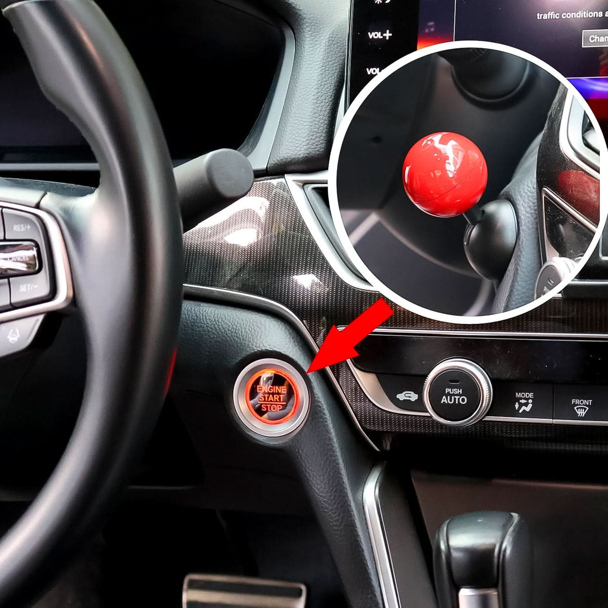 Car Push Start Button Rocker  Cover Ball Design (1 Pc) HP DD