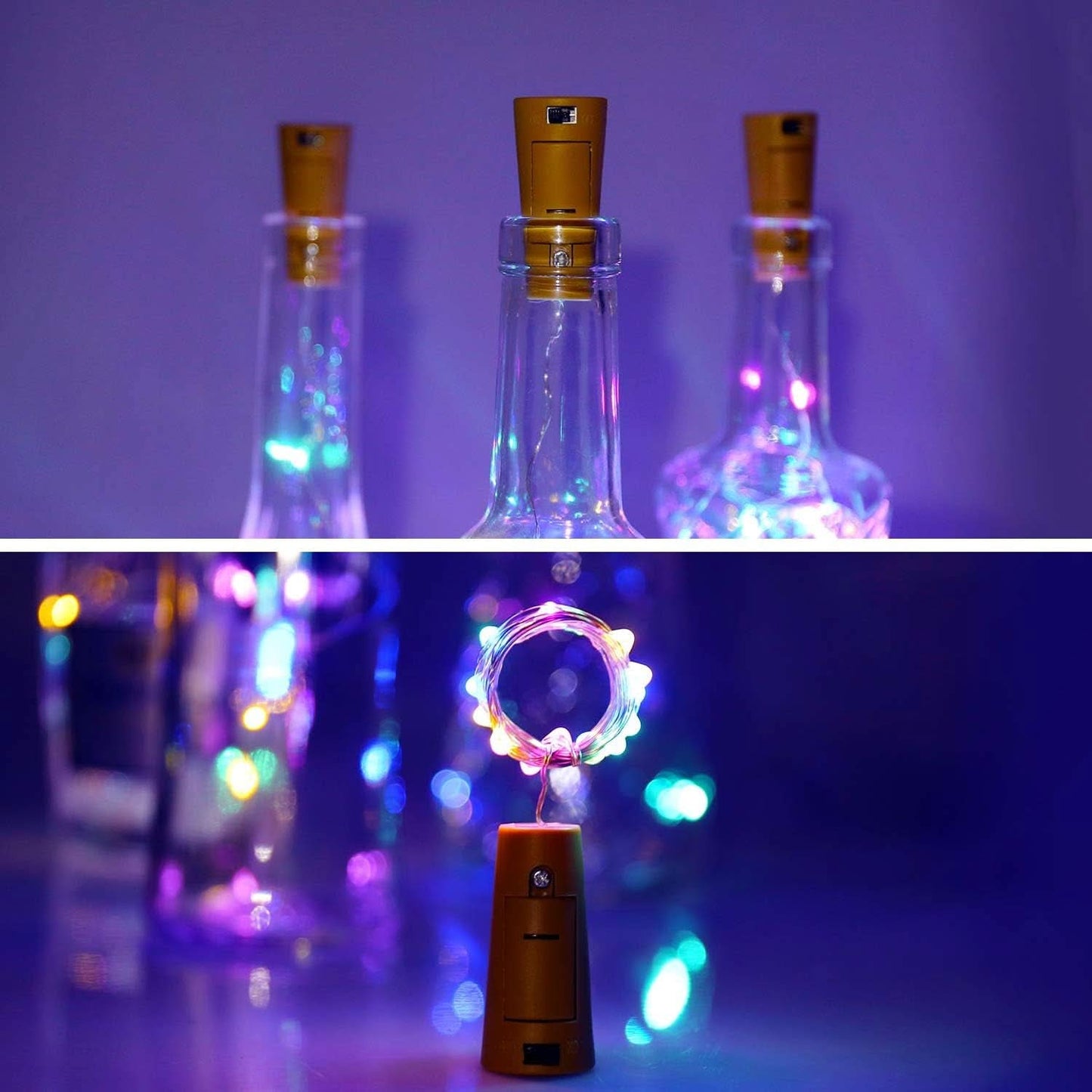 Wine Bottle Cork String Light  Multi Led  2m Cable Length Copper Wire Battery Operated (Multicolor Light  1 Pcs)