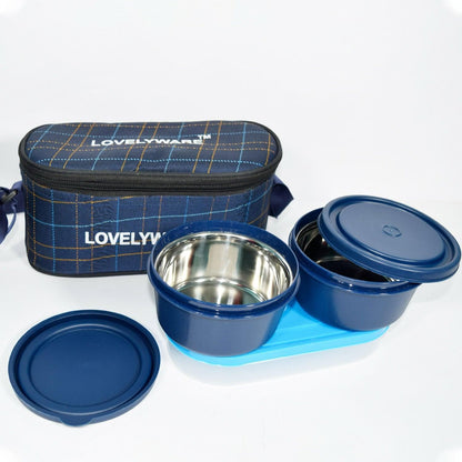 Maxx Lunch Container- 3 Insulated Container With Tray And Bag (400ml *2) - HalfPe